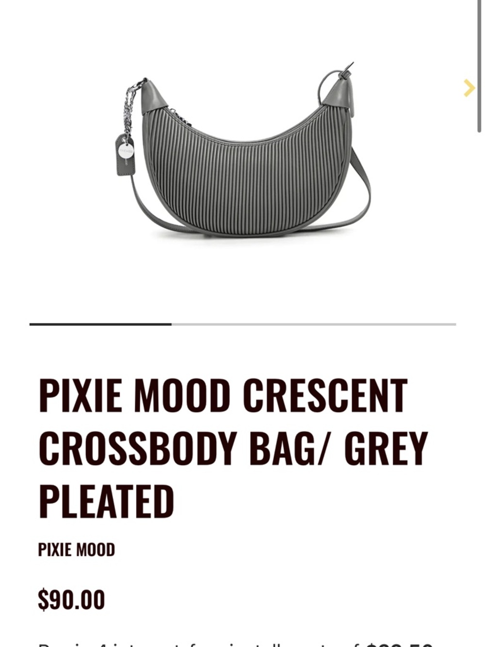 Pixie Mood BLACK Pleated Crescent Crossbody Bag